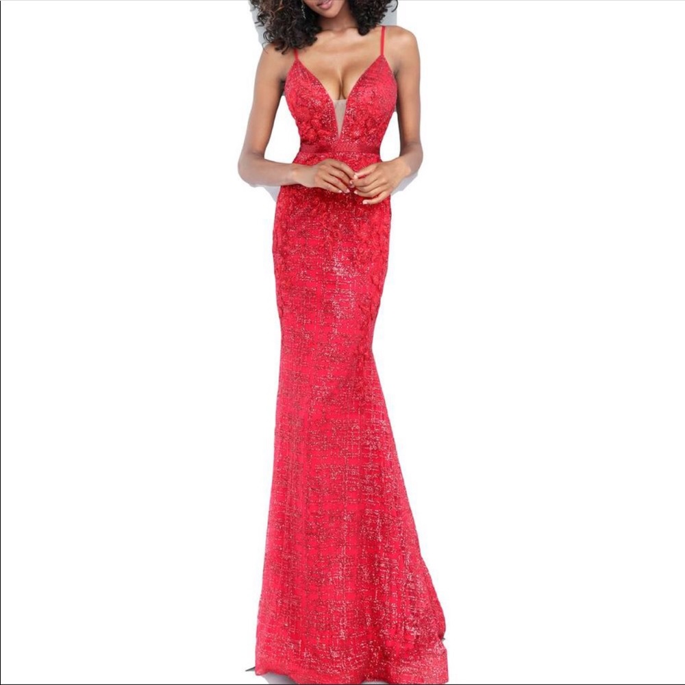 Jovani NWT Red Embroidered Evening Gown